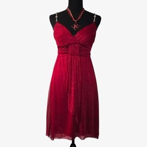 Speechless Red Glitter Midi Dress